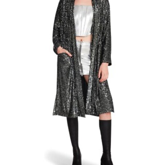 Steve Madden Black Sequin Cardigan - Picture 1 of 5